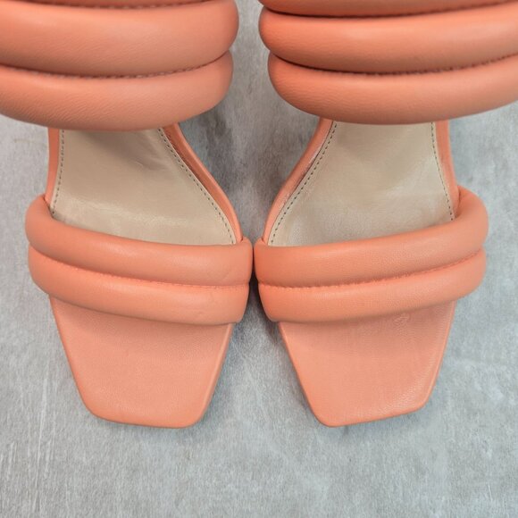Vince Camuto High Heel Sandals Sz 9 Coral Orange Padded Square Toe Stiletto Mule - Picture 9 of 10